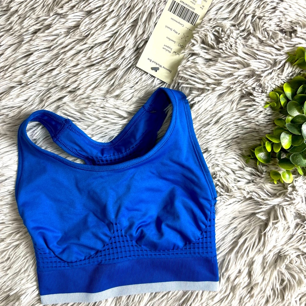 NWT sweaty Betty stamina Oxford blue sports bra size xs